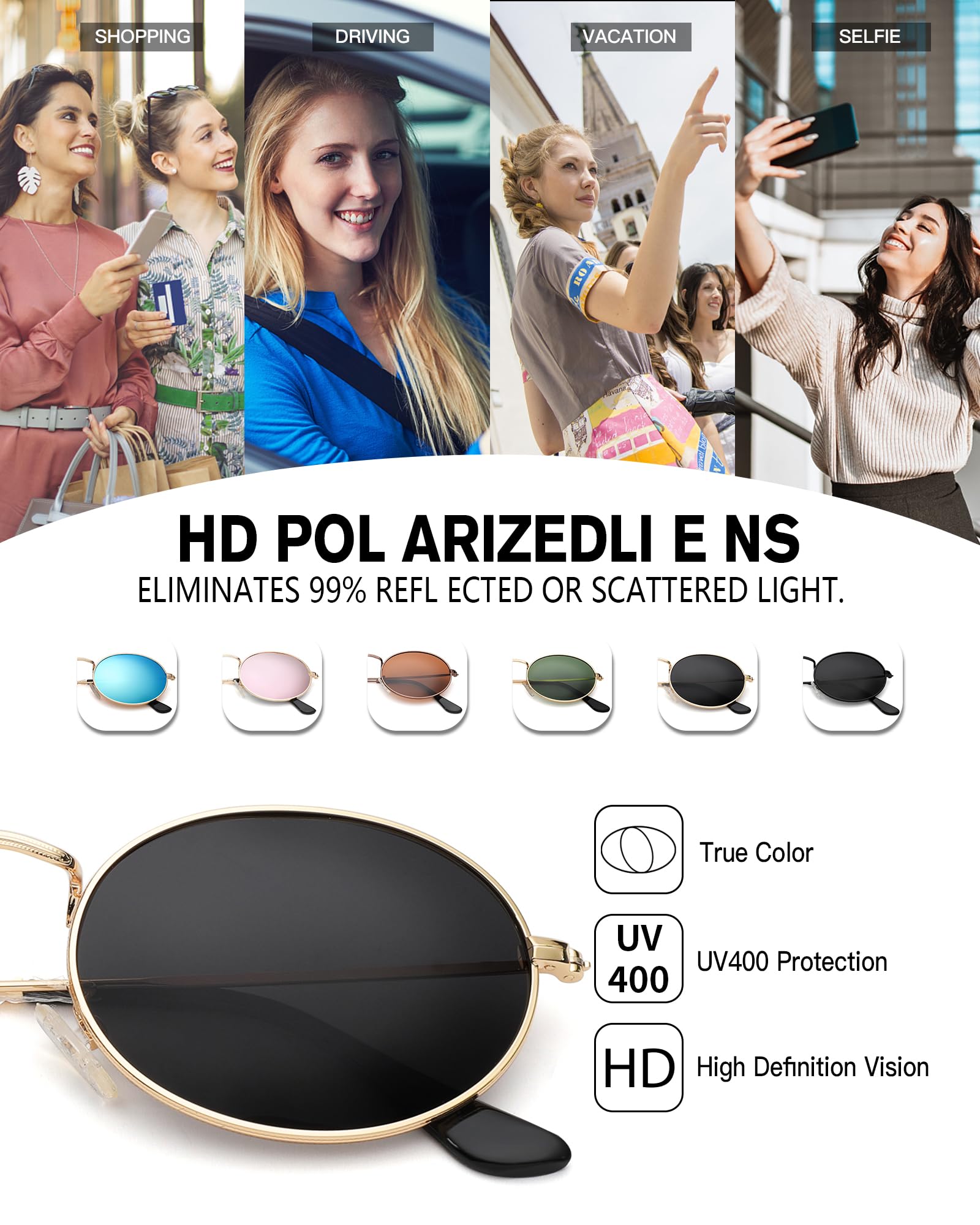 Pro Acme Retro Oval Metal Polarized Sunglasses for Women Men Small Trendy 90s Vintage Shades