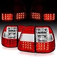AmeriLite Red/Clear LED Replacement Brake Tail Lights Set For 98-05 Toyota Land Cruiser - Passenger and Driver Side
