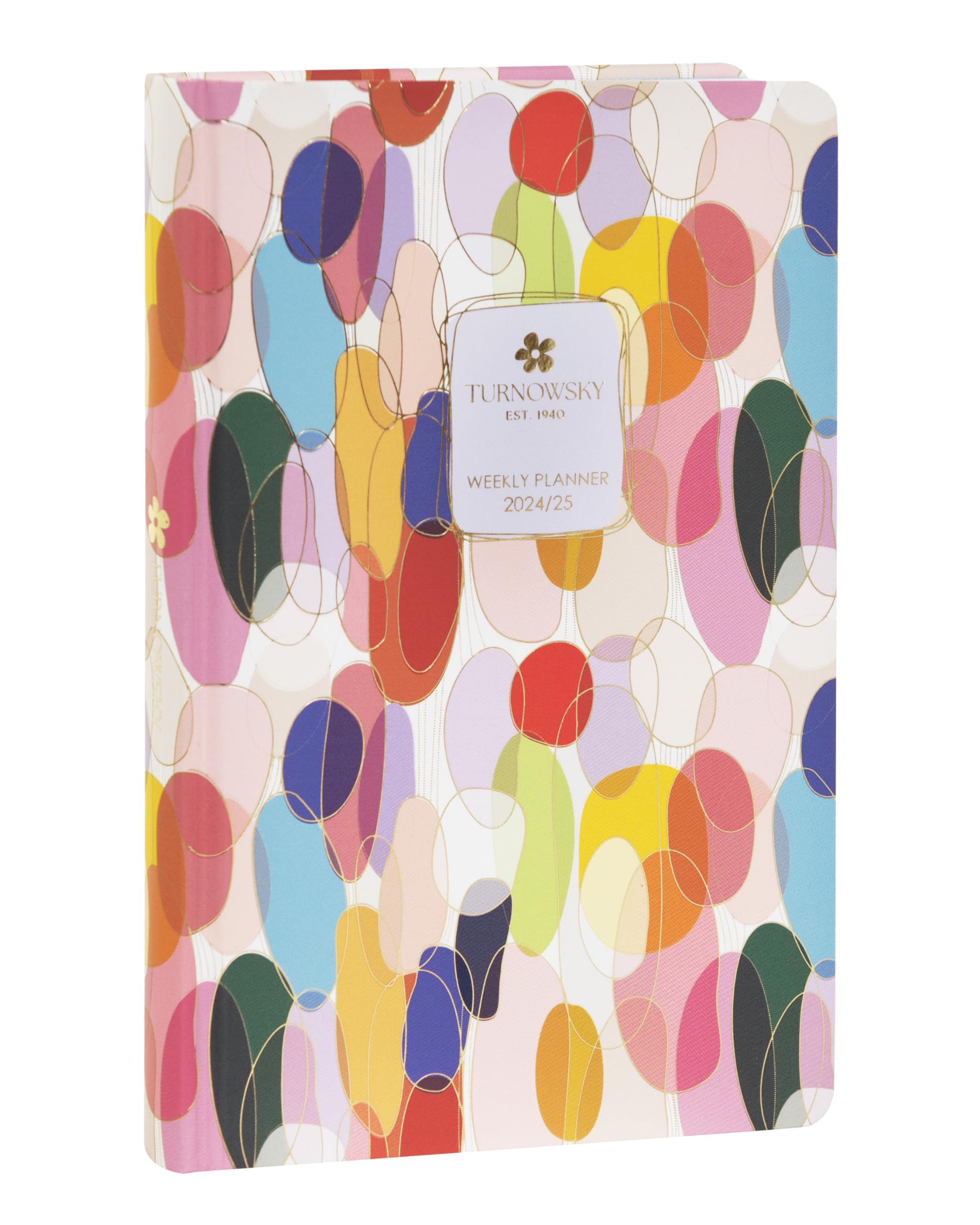 TURNOWSKY Medium Weekly Planner 13 Months, University Weekly Planner for Students and Teachers, with Bookmark, Hardcover, Graphics and 224 Coloured Pages, 11.8 x 18 cm