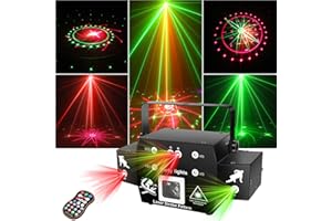 OPPSK DJ Laser Lights for Party - Laser Projector and Strobe Effect Stage Lighting by DMX512 Control and Sound Activated with Remote Control for Indoor Disco Club KTV Birthday Wedding Party Light Show