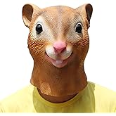 PartyHop Squirrel Mask Halloween Latex Animal Head Mask Brown