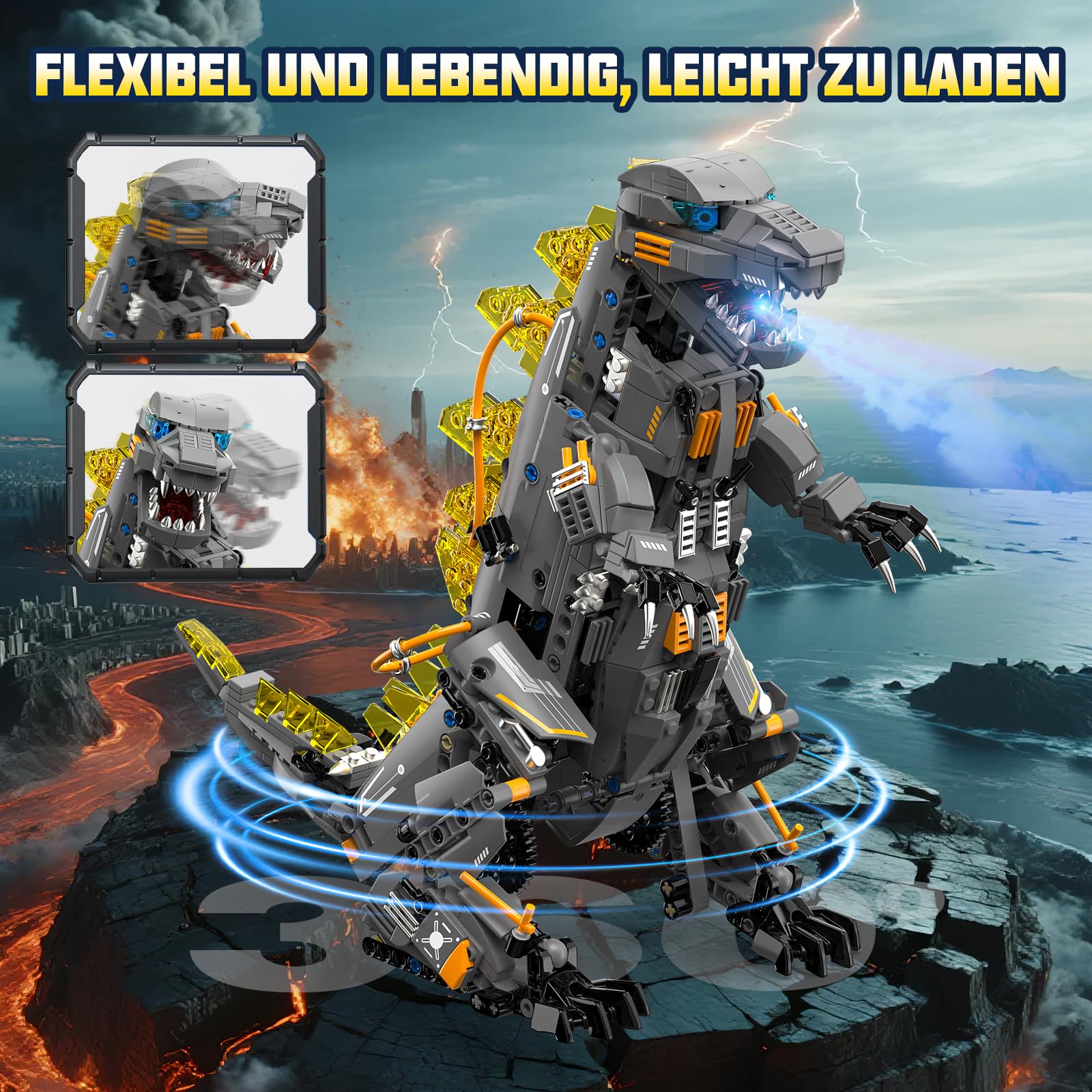 Technic Roboter Bauspielzeug Bausatz ab 8+, 5-IN-1 RC Roboter und Auto 2