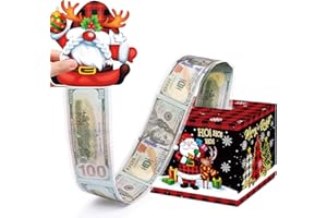 Meiidoshine Christmas Money Box for Cash Gift Pull, Surprise Money Holder for Kids Adults with 50Pcs Transparent Bags - Fun Ways to Give Cash As A Gift for Your Loved Ones