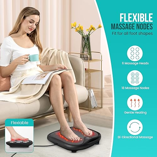Snailax Shiatsu Foot Massager with Heat, Washable Cover Kneading