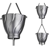 Monarch Rain Chains Aluminum Akira Pewter Rain Chains for Gutters &ndash; 8.5 ft Pewter Decorative Rainchain Outdoor Durable Heavy Duty Gutter Chain Downspout, Modern Rainchains for Outside