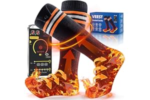VEEST Heated Socks for Men Women, 5000mAh Upgraded Battery Heating Socks with APP Remote Control Rechargeable Washable, Electric Socks Foot Warmer for Hunting Camping Skiing Sports Outdoor Work