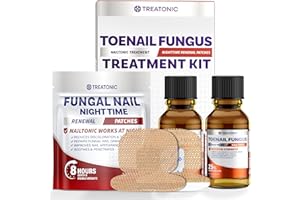 Treatonic Toenail Fungus Treatment Kit: Extra Strength Antifungal Nail Repair Solution with 25% Undecylenic Acid (30 mL) & 32 Nighttime Renewal Patches - Repairs Damaged & Restores Discolored Nails