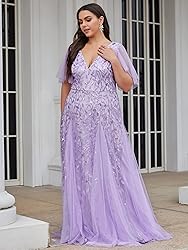 Ever-Pretty Womens Plus Size V-Neck Sequin