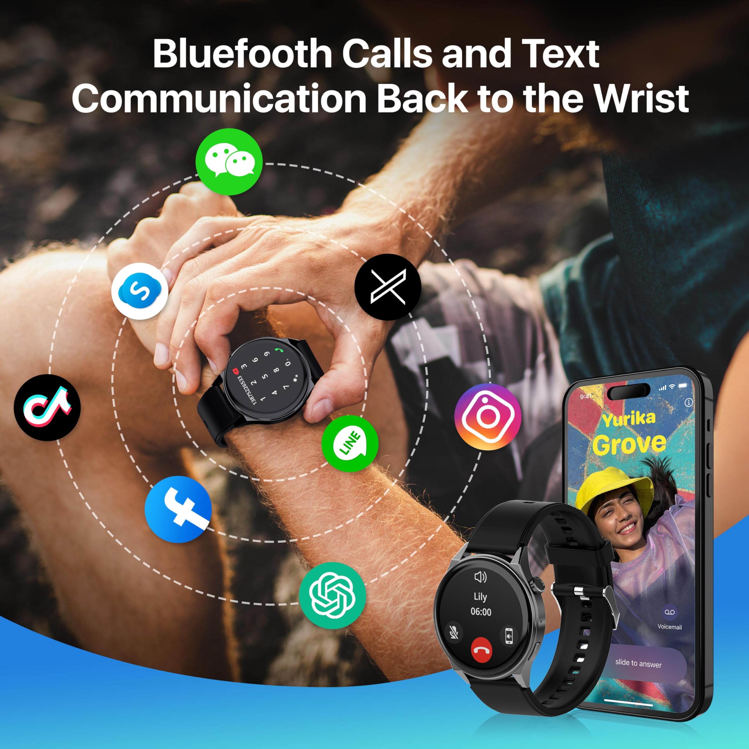 AI Translator Watch, Fitness Tracking, Heart Rate & Sleep Monitor, OLED Display, Titanium Alloy Waterproof, Multi-Sport Modes, Black