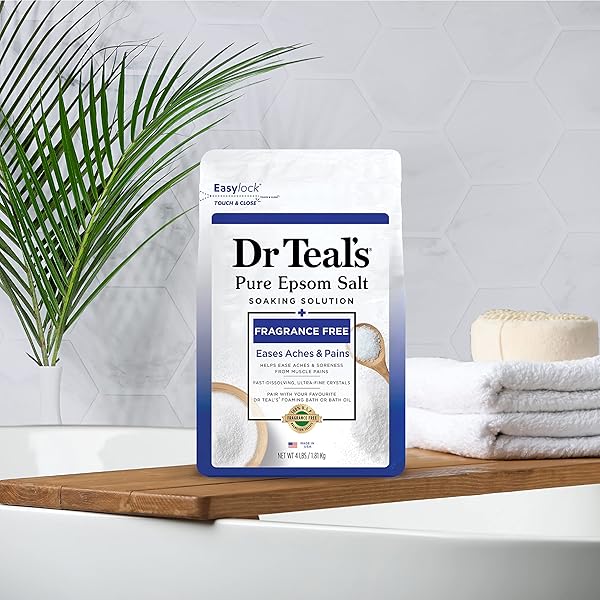 DR TEAL’S EPSOM SALT MAGNESIUM SOAK, FRAGRANCE FREE, 4 LBS