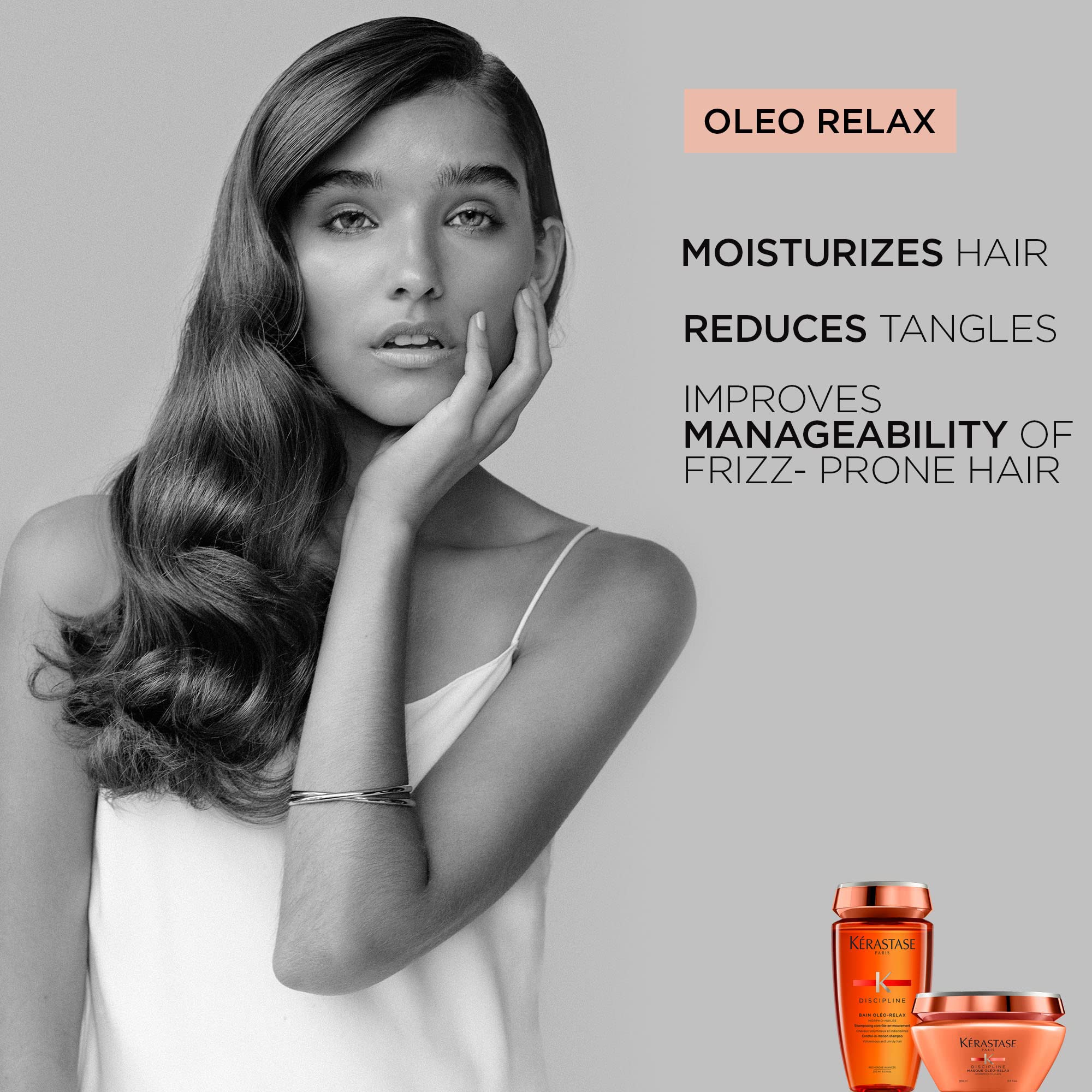 Kerastase Discipline Oleo-Relax Advanced Hair Oil | Anti-Frizz Daily Conditioning & Calming Treatment | Moisturizes Dry and Damaged Hair | With Coconut Oil | For Voluminous & Unruly Hair | 3.4 Fl Oz