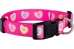 Native Pup Valentine’s Dog Collar- Valentines Day Pet Collars- Valentine Girly Hearts- Pink Red Heart- Cute Boy Girl Puppy Gift- Adjustable for Small, Medium, Large Breeds (Candy Hearts, Medium)
