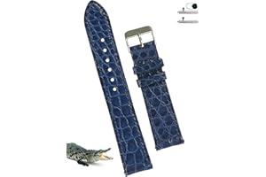 vinacreations Handmade Alligator Leather Watch Band Men Quick Release Premium Crocodile Strap Stingray Ostrich Replacement Silver Buckles 18mm 19mm 20mm 21mm 22mm 24mm