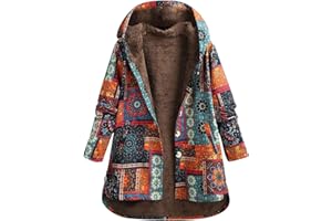 JPVDPA Women's Cotton Linen Trench Coat Western Style Patchwork Outwear Warm Fleece Lined Jacket Winter Quilted Parka Outwear