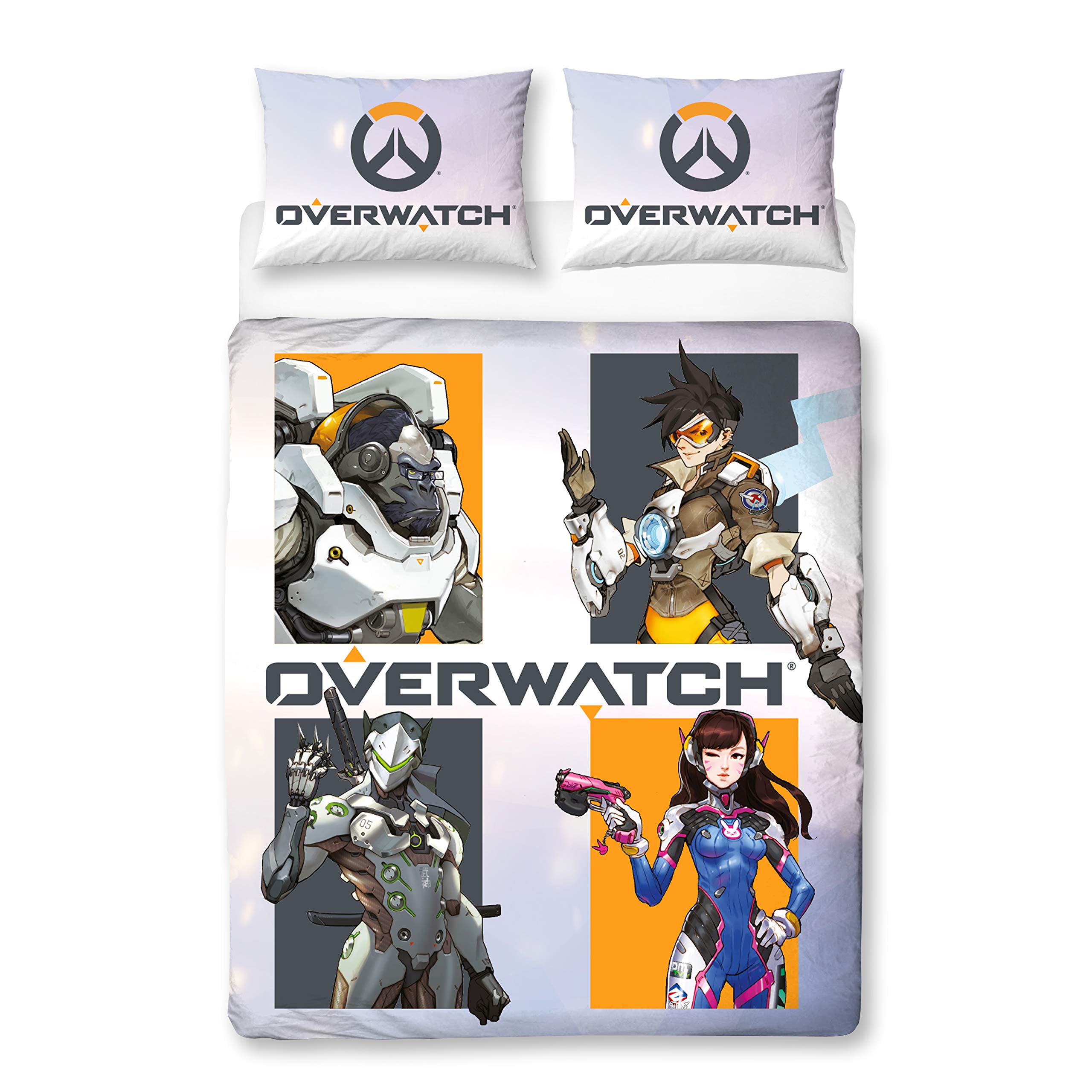 Overwatch Official Double Duvet Cover | 4 Character Design | Kids & Teenager Bedding Set & Pillowcase