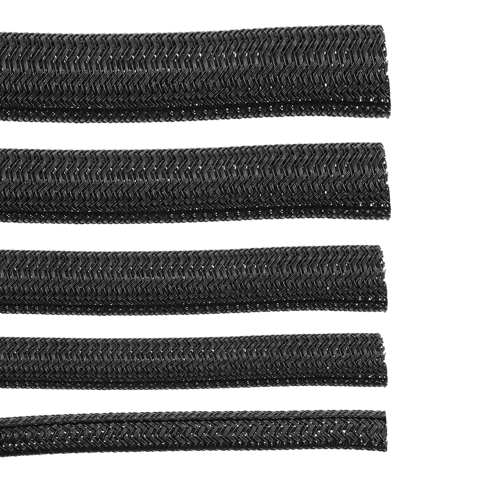 Swpeet Black Braided Sleeving, Braided Cable Sleevefor USB Charger Cable Cord Cover Audio Video Cable (3/8 Inch)