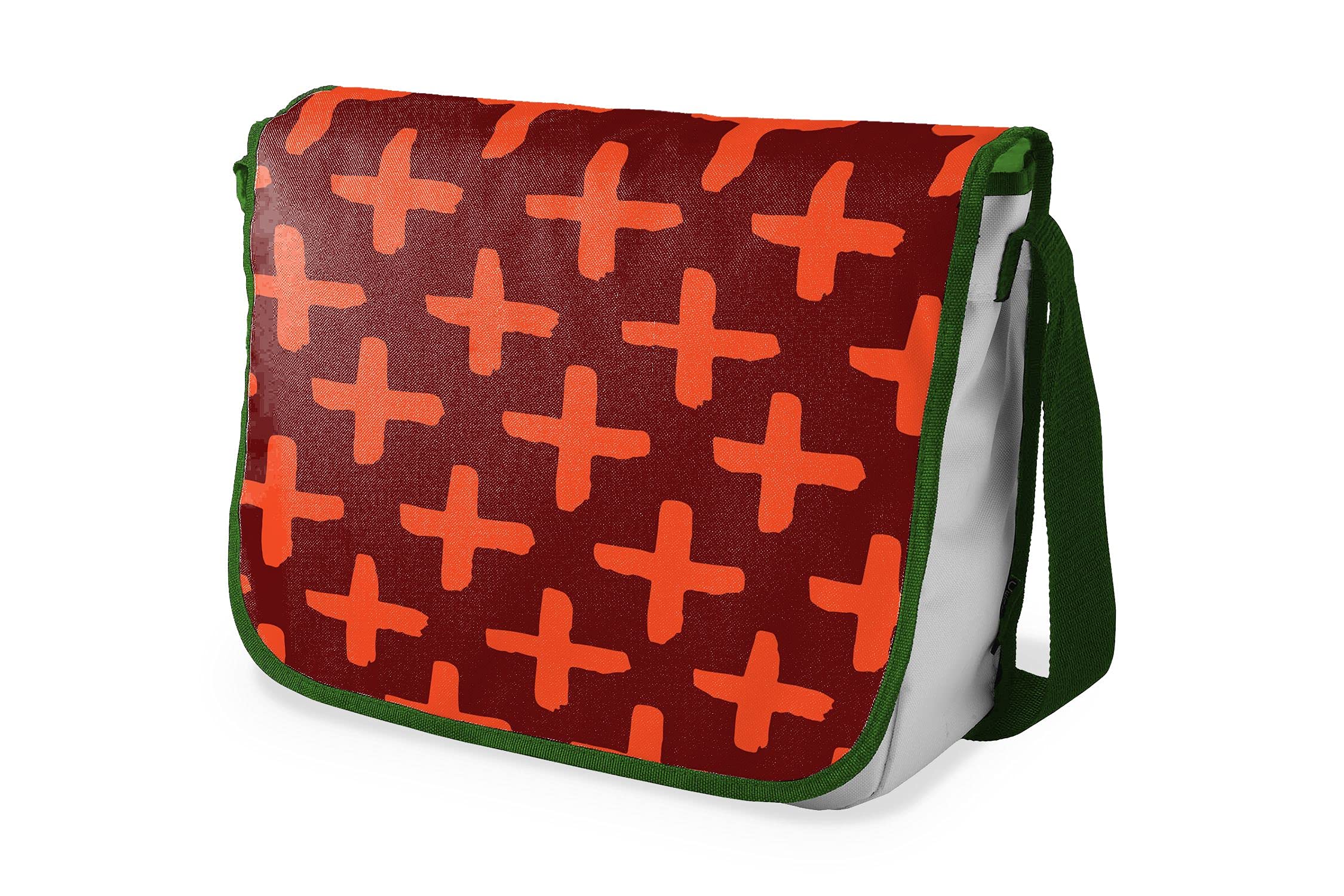 Bonamaison Digitally Printed Messenger School Bag with Khaki Strap for Students, Cross Body Bag, Courier Bag, Shoulder Bag for School, Back to School, Size: 29x36 Cm