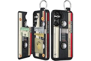 Shorogyt for Samsung Galaxy S24 Wallet Case with Card Holder, Designer Cassette Tape Pattern Kickstand Magnetic Clasp Back Flip Folio Leather Phone Cases for S24 for Women Men Girls