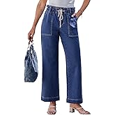 luvamia Wide Leg Jeans for Women Trendy High Waisted Elastic Waist Paperbag Drawstring Stretchy Denim Pants Trouser Jeans