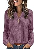Sampeel Long Sleeve Shirts for Women V Neck Casual