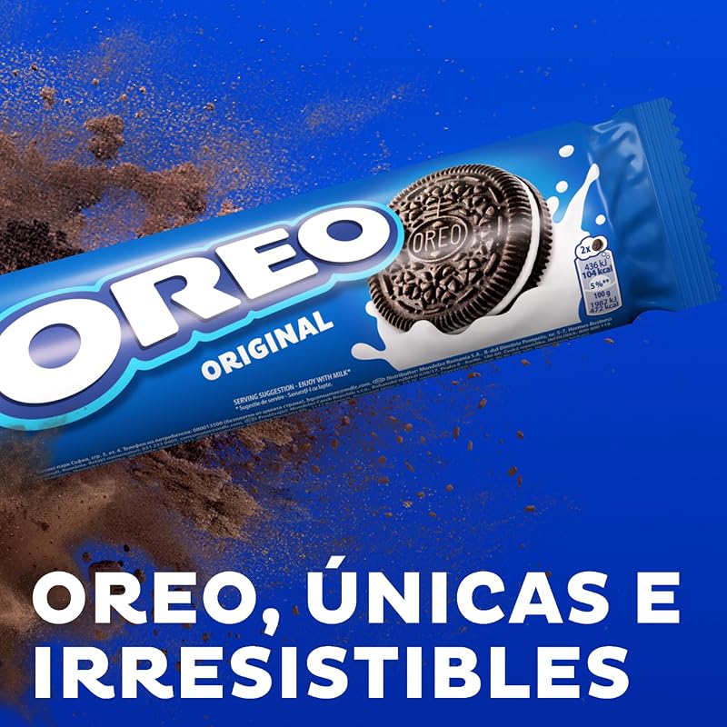 Biscoitos de cacau originais oreo recheados com creme sabor baunilha 154g