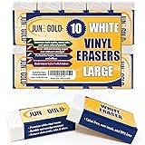 June Gold 10 Large White Vinyl Erasers - Heavy-Duty
