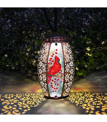 PWOOME Solar Cardinal & Hot Air Balloon Metal Hanging Lantern – Waterproof LED Decorative Light For Garden PWOOME Solar Cardinal & Hot Air Balloon Metal Hanging Lantern – Waterproof LED Decorative Light For Garden