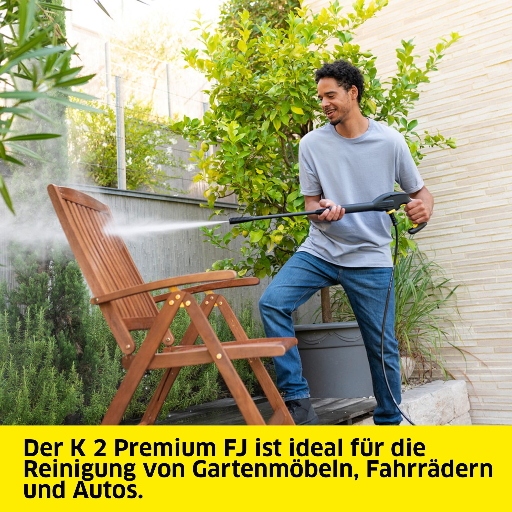 Kärcher Hochdruckreiniger K 2 Premium FJ Home, Druck: max. 110 bar, Fördermenge: 360 l/h, Flächenleistung: 20 m²/h, Gewicht: 4,2 kg, HD-Pistole, Strahlrohre, Dreckfräser, Schaumdüse, Home Kit 2