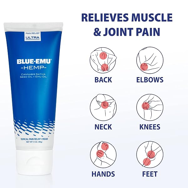 BLUE-EMU ULTRA HEMP ARTHRITIS PAIN RELIEF CREAM FOR FAST JOINT & MUSCLE RELIEF, 3 OZ, 1 PACK