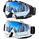 Braylin Adult Ski Goggles, 2-Pack Snowboard Goggles for Youth, Teens, Men & Women, Wide View Snowmobile Goggles
