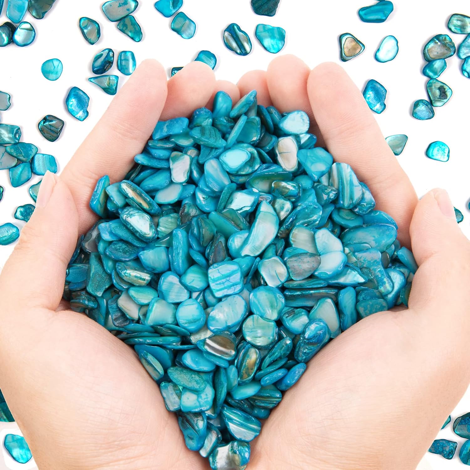 Vase Fillers - QICQDRAM Crushed Shells for Crafts About 1LB (405g/14.28oz) Small Natural Crushed Shells Bulk for Crafts DIY Beaching Wedding Decoration Vase Fillers (Light Blue)