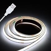 UVTaoYuan Short LED Strip Lights, COB 5V USB White 6500K (3.28FT) | 5W Small COB LED Strip, Flexible, Not Dimmable, For Display Cabinet Living Room DIY Home TV 3D Lighting