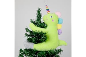 HONGSOME Dinosaur Tree Topper Christmas Decorations,Unique Xmas Plush Stuffed Animal Dino Room Decor for Boys Bedroom Curtain Birthday Gifts Party Ornaments,Green