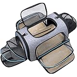 Siivton 4 Sides Expandable Pet Carrier, Airline Approved Soft-Sided Dog Cat Carrier Bag with Fleece Pad for Cats, Puppy and S
