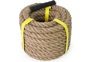 Aoneky Jute Rope - 1.18/1.5 Inch Twisted Hemp Rope for Crafts, Climbing, Anchor, Hammock, Nautical, Cat Scratching Post, Tug 