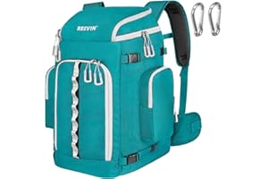 RESVIN Ski Boot Bag, 65L Durable Travel Backpack, 1680D Nylon Waterproof Snowboard Boot Bag, Skiing and Snowboarding Travel Luggage for Helmet, Goggles, Gloves, Outerwear & Accessories