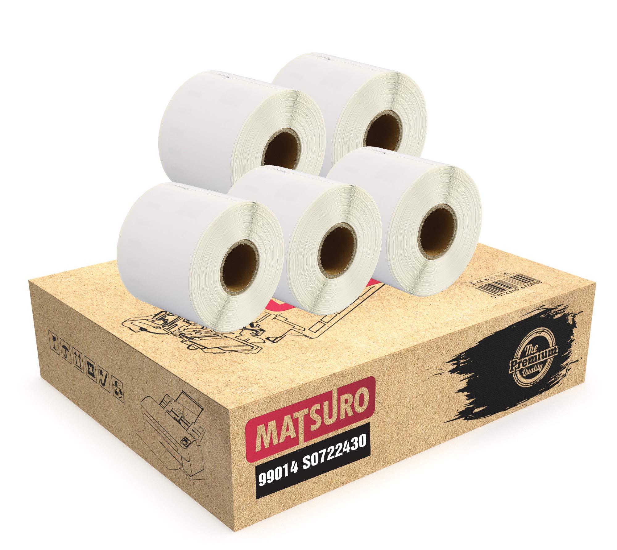 Matsuro Original | Compatible Label Rolls Replacement for DYMO 99014 S0722430 (54 mm x 101 mm | 220 Labels per Roll | 5 Pack)