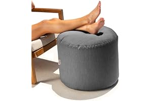 Jaxx Spring Indoor/Outdoor Bean Bag Pouf Ottoman, Charcoal Sunbrella