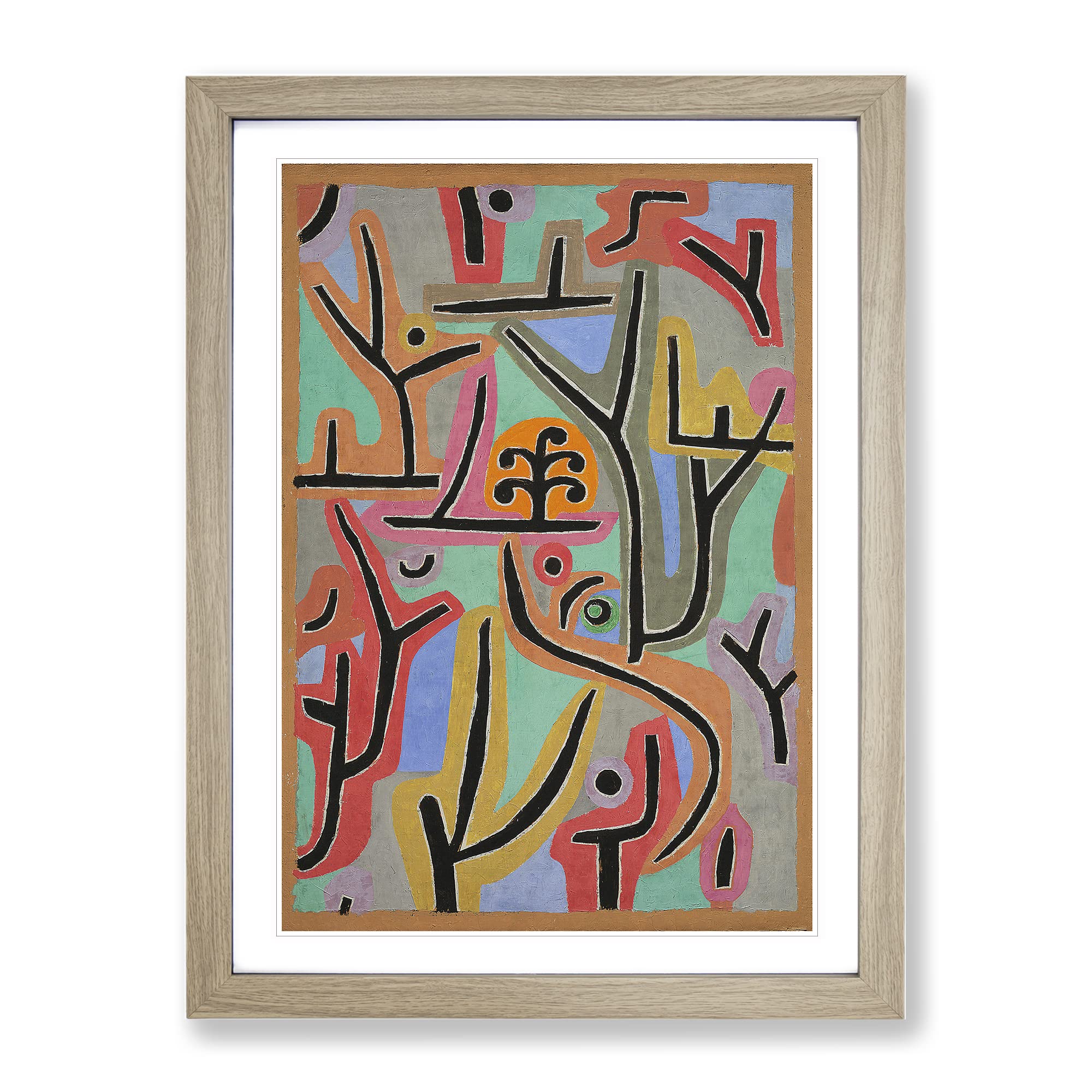 Park Scene By Paul Klee Classic Painting Framed Wall Art Print, Ready to Hang Picture for Living Room Bedroom Home Office Décor, Oak A3 (34 x 46 cm)