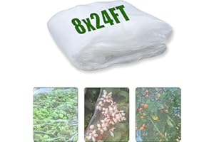 PFTJUJUDAN Plant Covers Freeze Protection,8x24 FT Ultra Fine Mesh Garden Netting Plant Covers,Durable Vegetable Greenhouse Row Cover,Screen Barrier Net for Vegetables,Fruits,Flowers and Crops, Bird(8x24 FT)