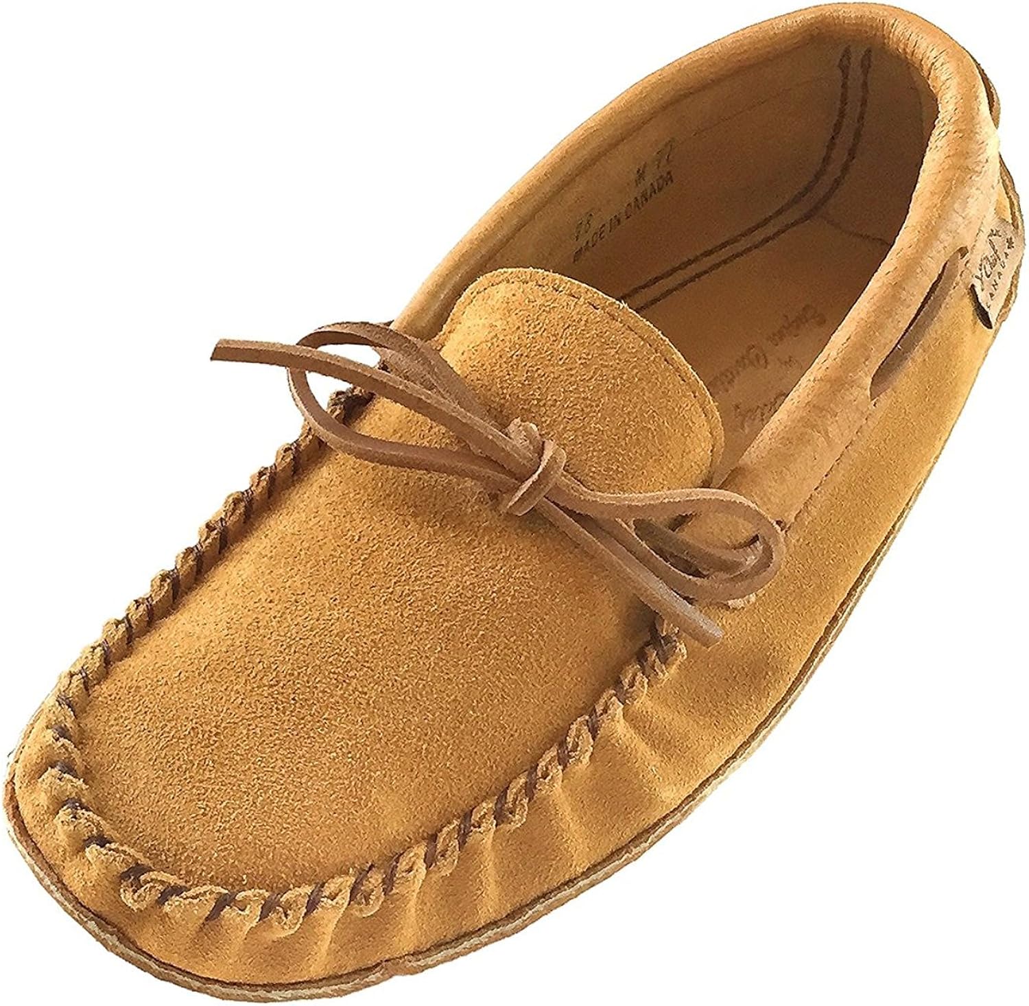Laurentian Chief Men's Dark Tan Suede Moccasins with