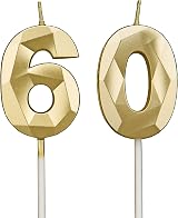 DTXLX 60th Birthday Candles Gold Number 6 0 Decor Moon 5cm Long