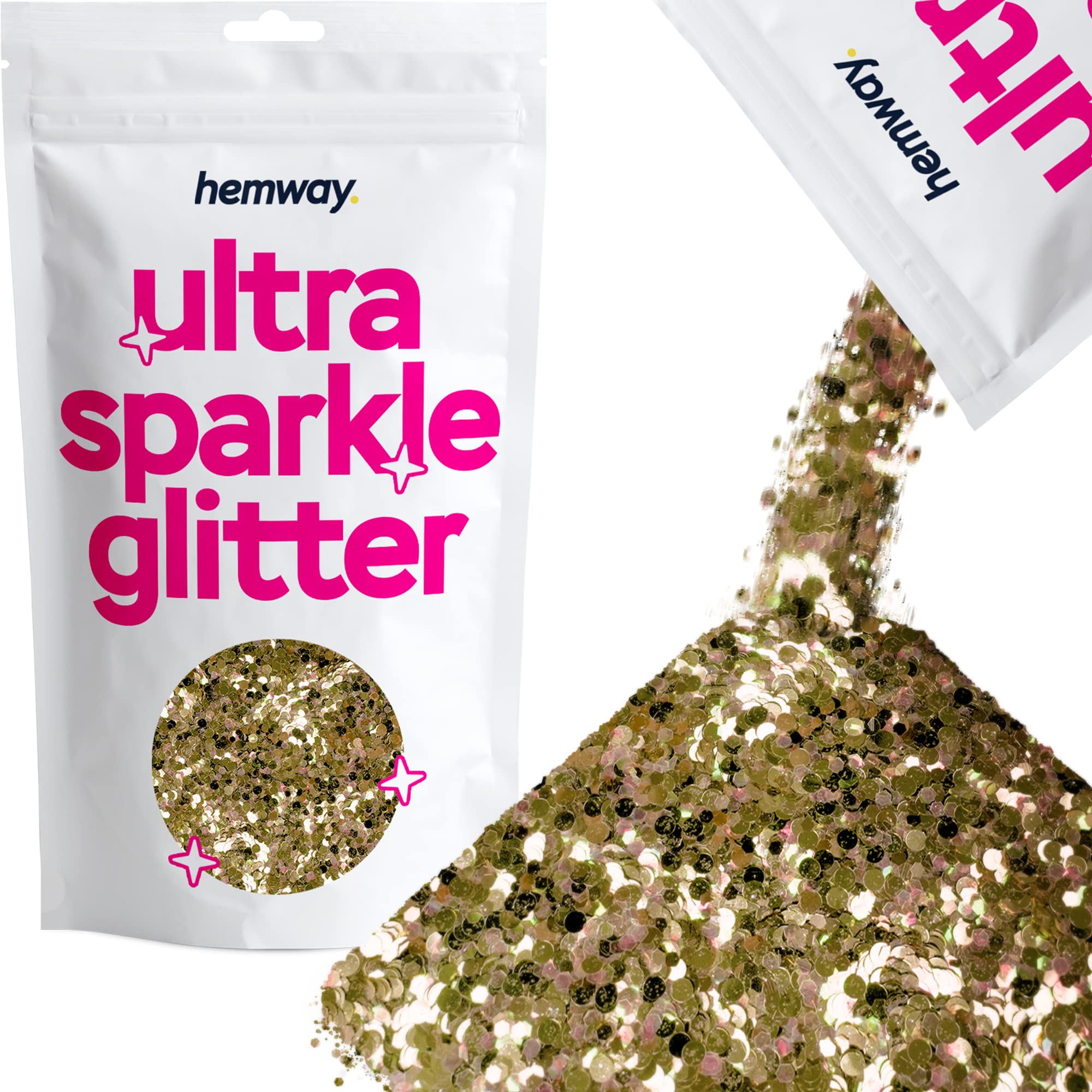 Hemway Ultra Sparkle Glitter Gold Iridescent Mix 100g Mixed | Glitter for Arts & Craft, Makeup, Nail Art, Crafting, Card Making, Sparkle Decoration