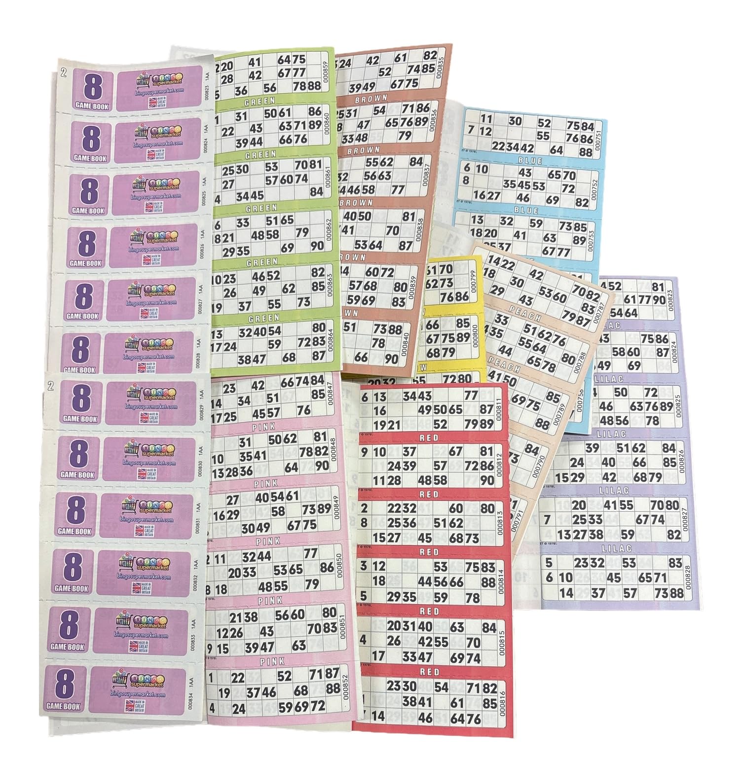 Bingosupermarket 600 Books 8 Page Game, Strips of 6 To View Bingo Tickets