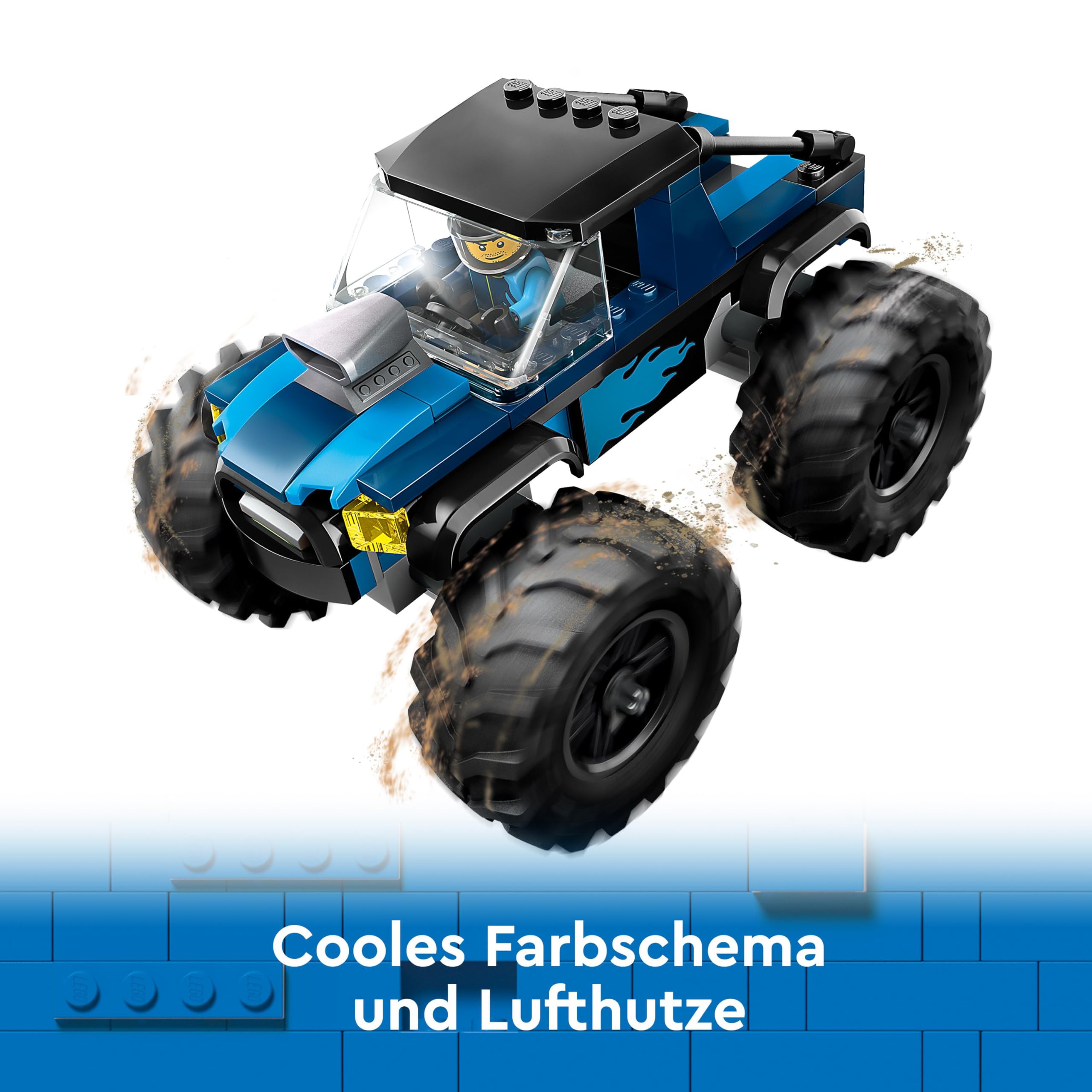 LEGO City Blauer Monstertruck - Offroad Spielzeugauto mit Rennfahrer Minifigur - Monster Truck Rennauto Modellbau für Kinder - Geschenk für Jungs und Mädchen ab 5 Jahren - 60402 4