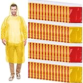 Handepo 100 Pack of Adult Rain Ponchos with Hood Disposable Plastic Rain Ponchos Bulk Emergency Raincoat for Men Women Adult