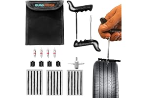 GRAND PITSTOP 27 Pcs Universal Tire Repair Kit, Heavy Duty Car Emergency Tool Kit for Flat Tire Puncture Repair, Compact Kit for Autos, Cars, Motorcycles, Trucks, RVs, etc. (15 Strips)