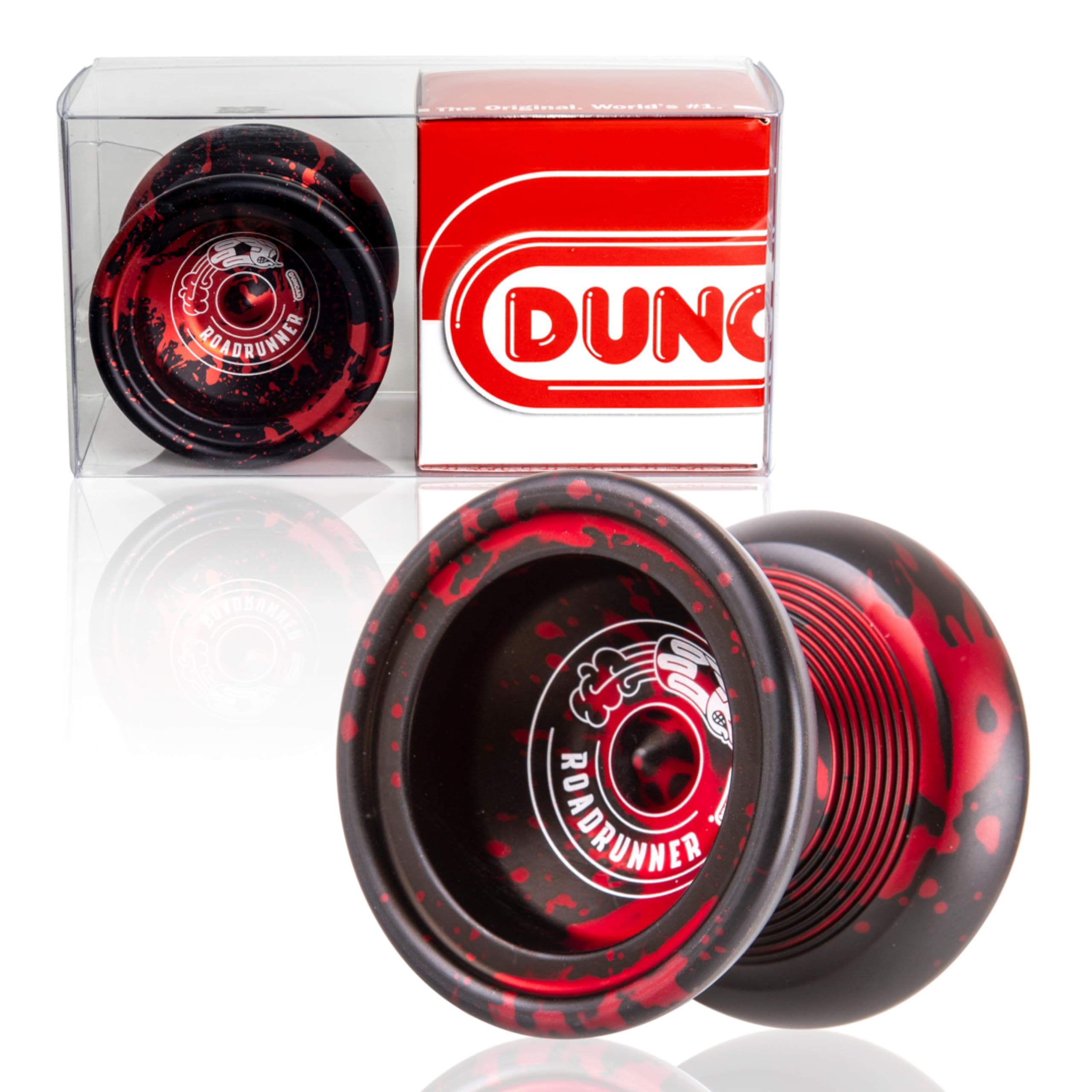Photo 1 of Duncan Toys Roadrunner Yo-Yo, Unresponsive Expert Level Yo-Yo, Concave Bearing and Aluminum Body, Black with Red Splash