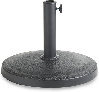 VonHaus Parasol Base 12kg Round Polyresin Black 57mm Hole Patio Garden
