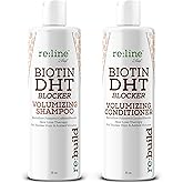 NATURAL Volumizing Shampoo and Conditioner for Hair Growth - DHT Blocking Formula with Biotin for Thinning Hair and Hair Loss Prevention for Men & Women